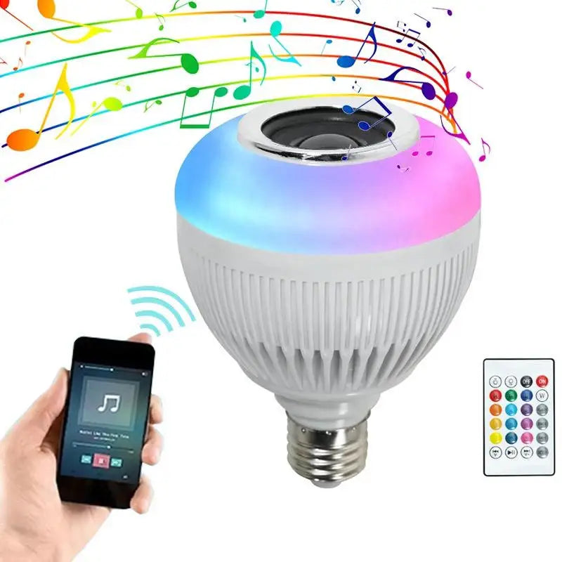 Lampada Bluetooth Led<> Caixa De Som Com Controle Remoto 12W Rgb Luz Colorida Balada